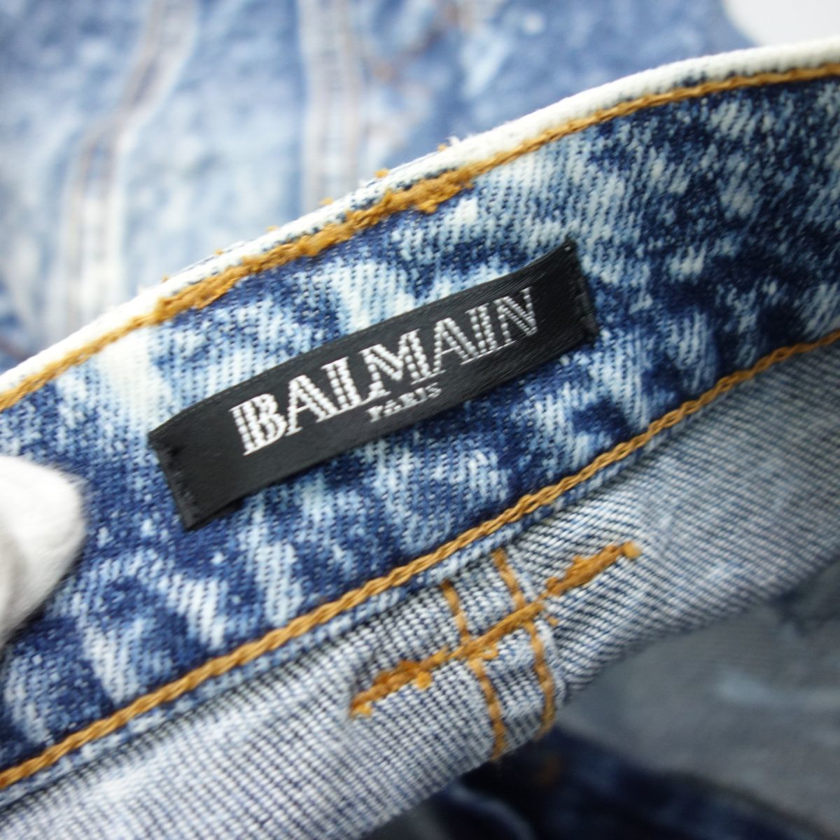 イタリア製 BALMAIN PARIS バルマン ダメージ加工 ケミカルウォッシュ
