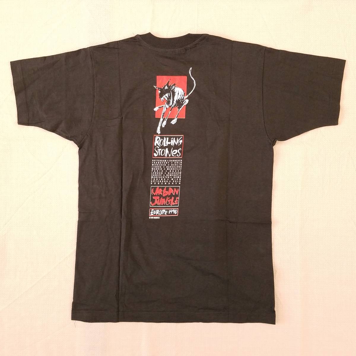 魅惑のバンドT特集! 90sデッド『THE ROLLING STONES(ザ・ローリングストーンズ) / URBAN JUNGLE EUROPE 1990』ツアーTシャツ 黒 L／ロックT_画像2