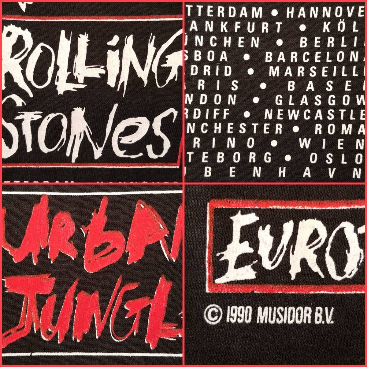 魅惑のバンドT特集! 90sデッド『THE ROLLING STONES(ザ・ローリングストーンズ) / URBAN JUNGLE EUROPE 1990』ツアーTシャツ 黒 L／ロックT_画像10