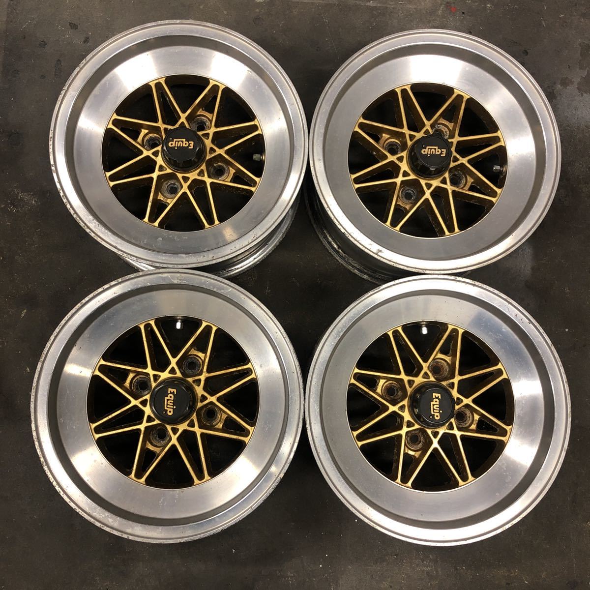 当時物 稀少 絶版 WORK Equip 14インチ アルミホイール 6.5J +4 4H 114.3 ワーク エクイップ エクセル ゴールド 旧車 AE86 GX ハコスカ Z