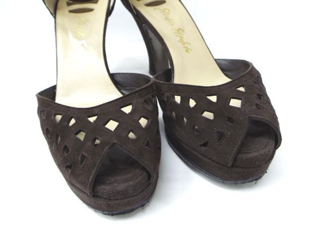 Ernest Esposito / L ne -stroke e spo jito* scorching tea suede sandals 36(23~23.5 rank ) [ used ][ beautiful goods ]K180710T-01