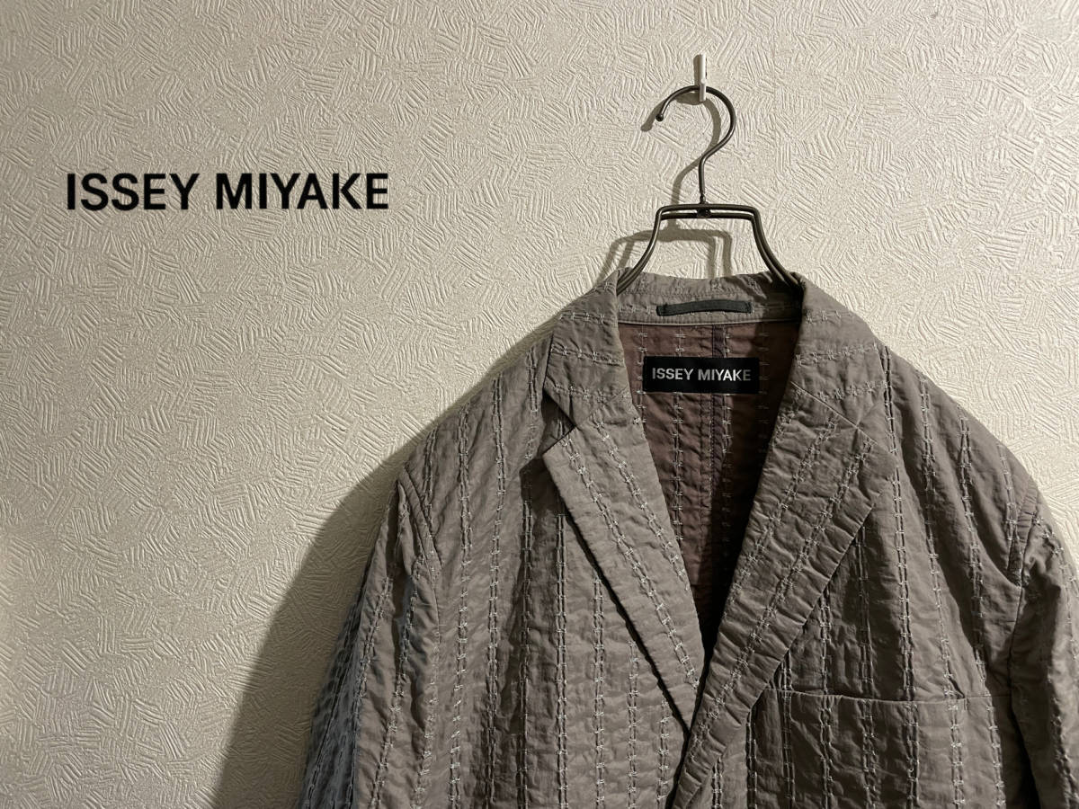 ISSEY MIYAKE ストライプ ステッチ テーラード ジャケット-