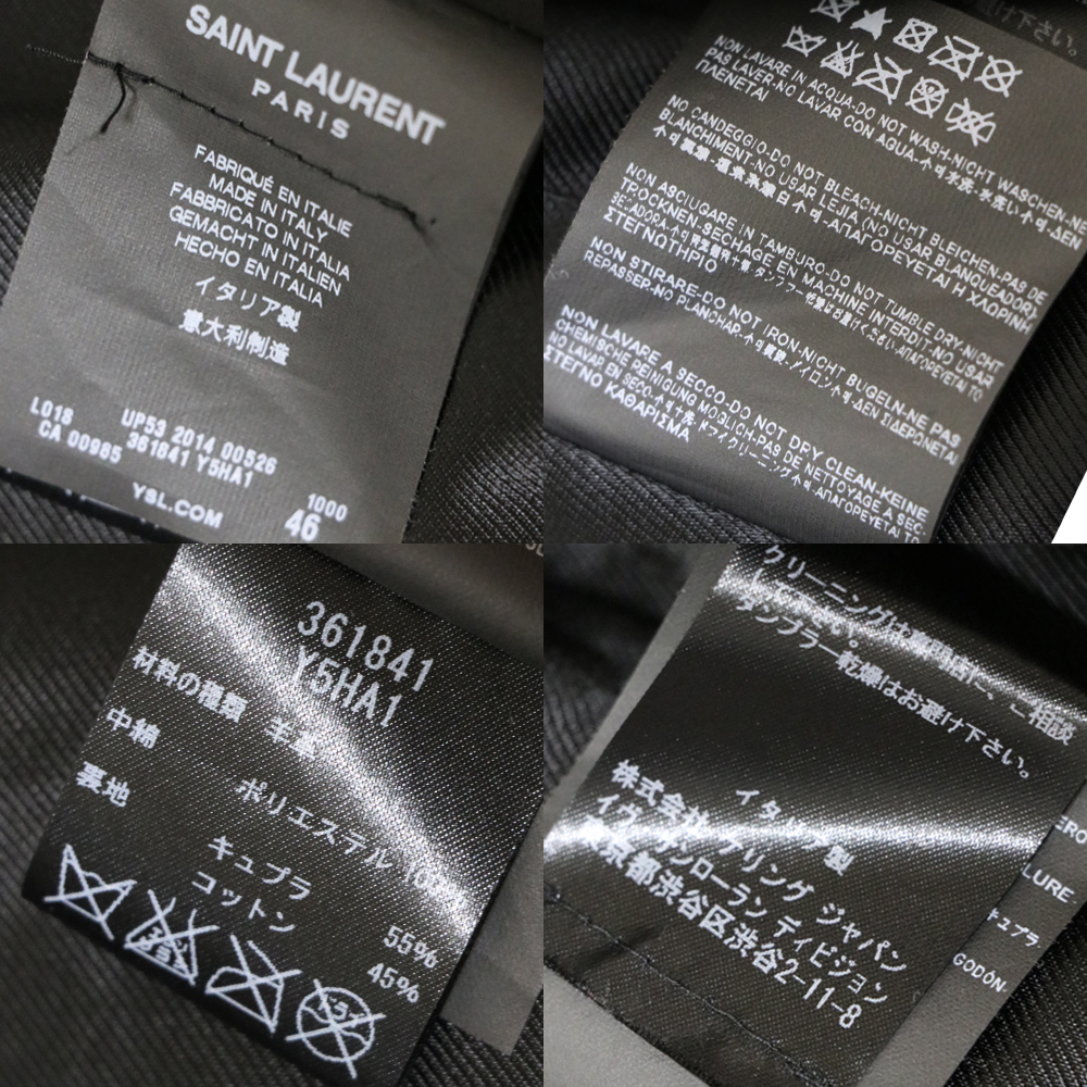 美品 日本正規品 Saint Laurent サンローラン 15SS L01 レザーダブルライダースジャケット黒46_画像9