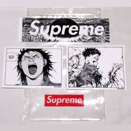 送料無料 17AW Supreme x AKIRA Sticker Set ステッカー 3枚 セット Neo-Tokyo Box Logo Arm Pill 大友克洋 アキラ ボックスロゴ_画像1