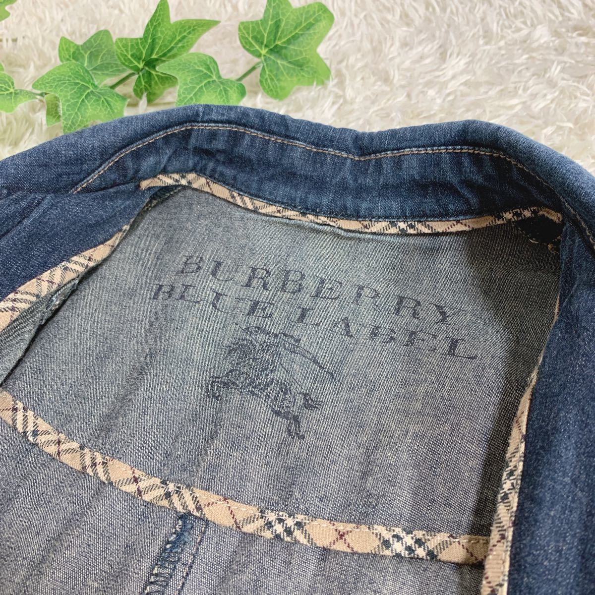 美品　バーバリーブルーレーベル　デニムワンピース　ライダース　36 ノバチェック　BURBERRY BLUE LABEL