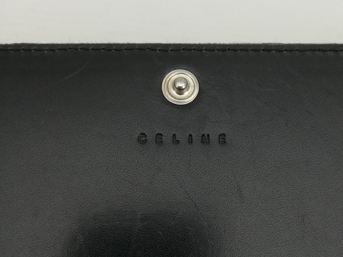 CELINE セリーヌ Cマカダム柄 長財布 黒 小銭入れがま口