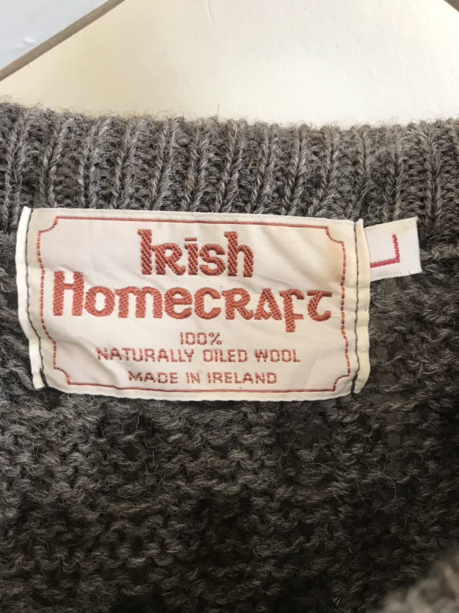 ビンテージ本場アイルランド製 IRISH HOMECRAFTアランニットL フィッシャーマンセーター_画像3