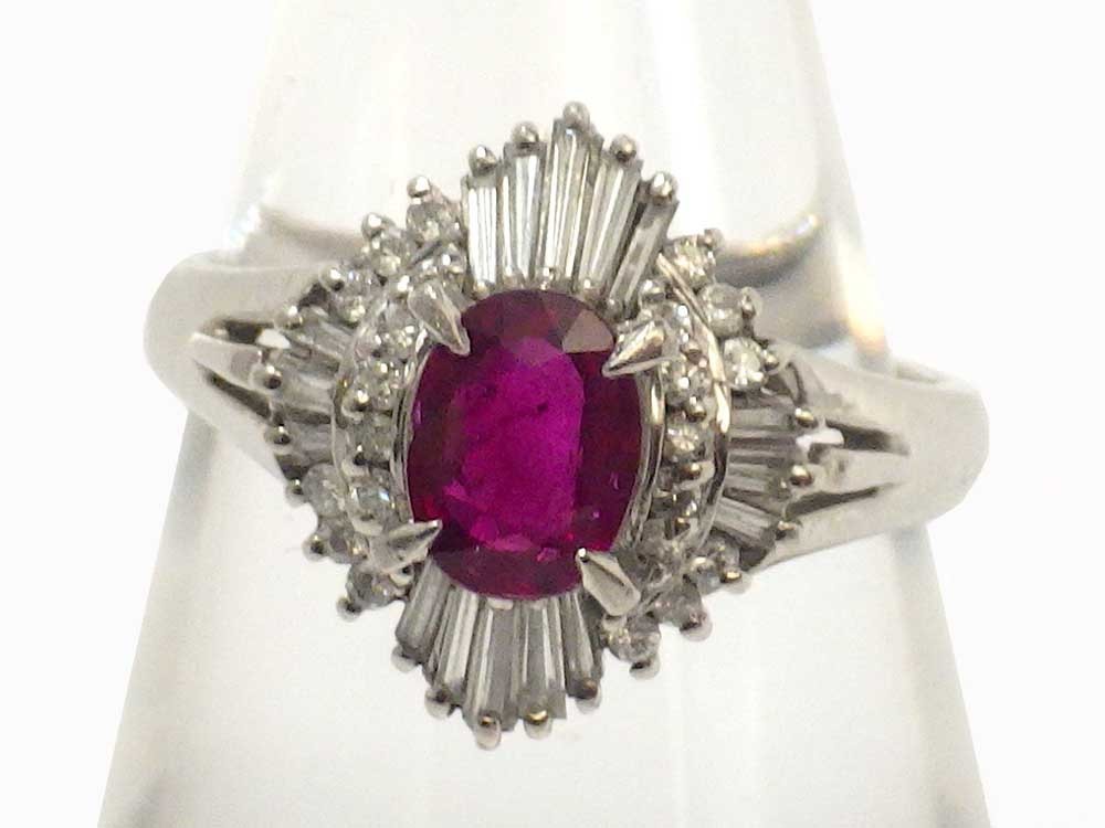 ルビー ダイヤモンドリング Pt900 5.9g 12号 Jewelry Ruby0.68ct Dia0