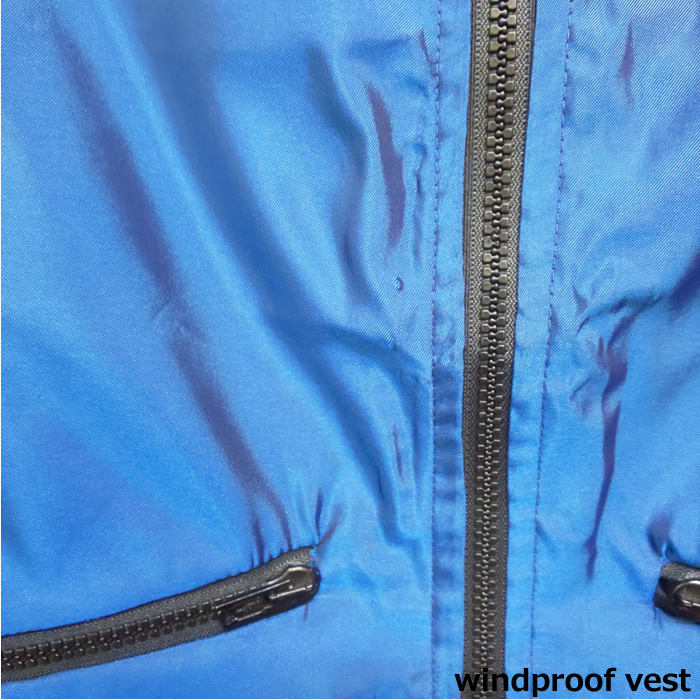 半額以下！セール！WINDPROOF 防風ベスト ADVANCED MENSWEAR E72303ーブルー（シャンブレー｜タマムシカラー）ー Lサイズ　バイカー_画像5