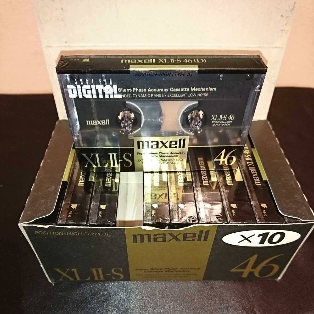 maxell XLⅡ-S46 typeⅡ High position 46 minute [1988 year 3 generation model ] ultra rare [ cassette tape historical highest . work. highest grade model cosmetics box attaching 10ps.@set]