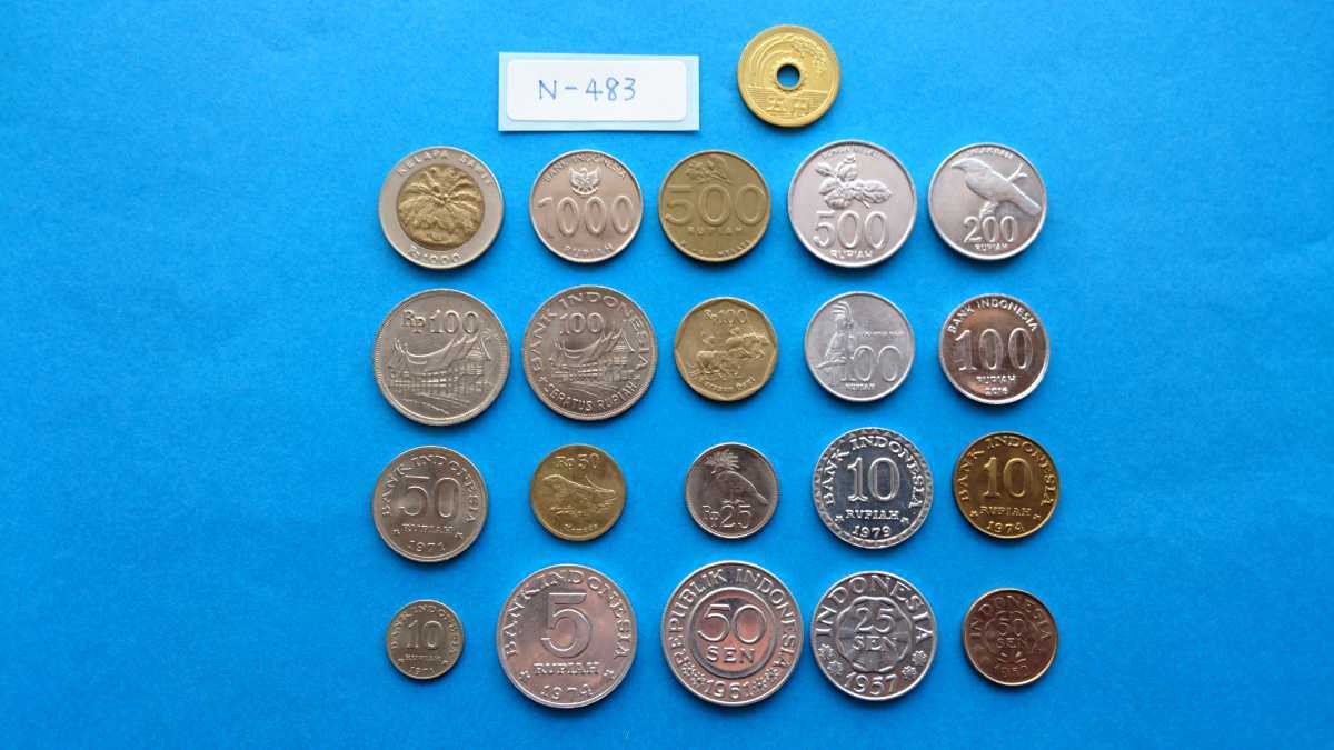 外国コイン インドネシア Nー４８３ １０００ルピア硬貨 ５００ルピア 