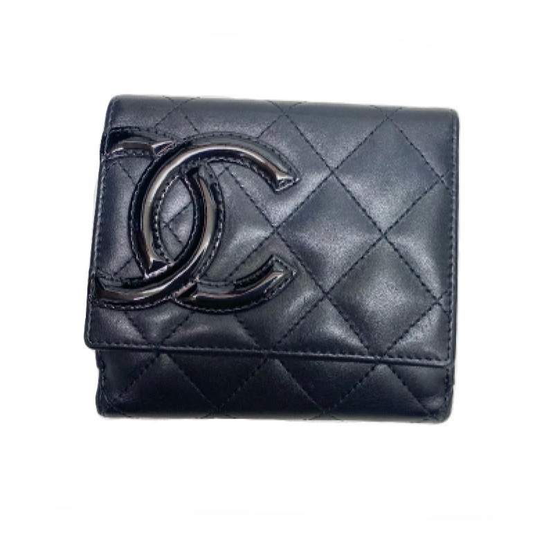 シャネル CHANEL カンボンライン Wホック財布 A50099 ブラック 二