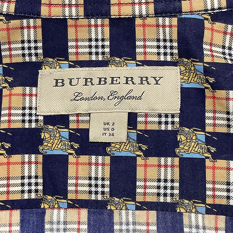 バーバリー BURBERRY ノバチェックシャツ ベージュ×ネイビー サイズ34
