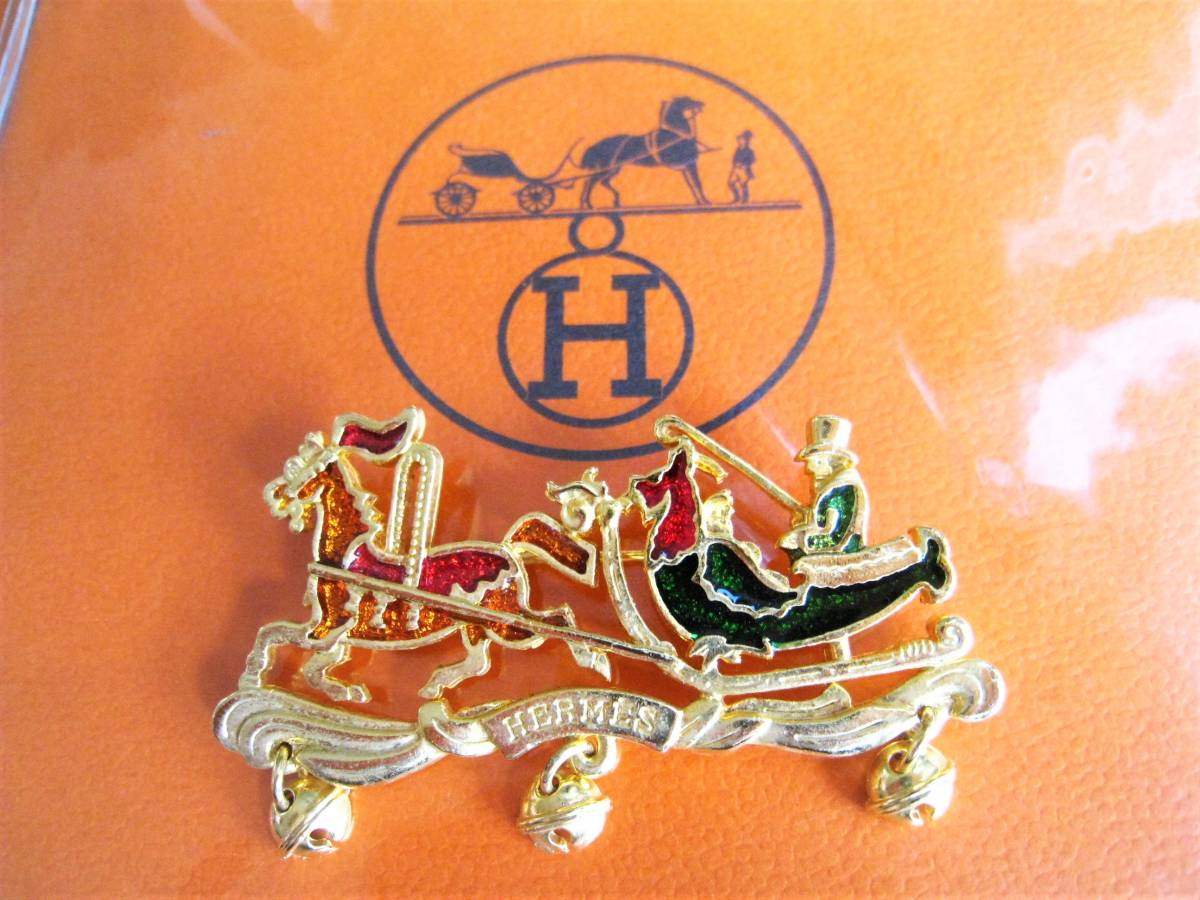 オリジナル 馬車 ブローチ HERMES エルメス マルチカラー Brooch