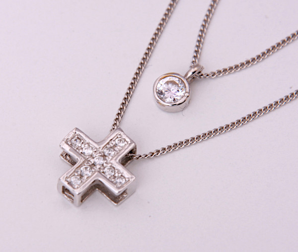 【楽天スーパーセール】 《質屋出品》k14WG★天然ダイアモンド2連ペンダントネックレス★C-5618 ホワイトゴールド 【楽天スーパーセール】 《質屋出品》k14WG★天然ダイアモンド2連ペンダントネックレス★C-5618 ホワイトゴールド