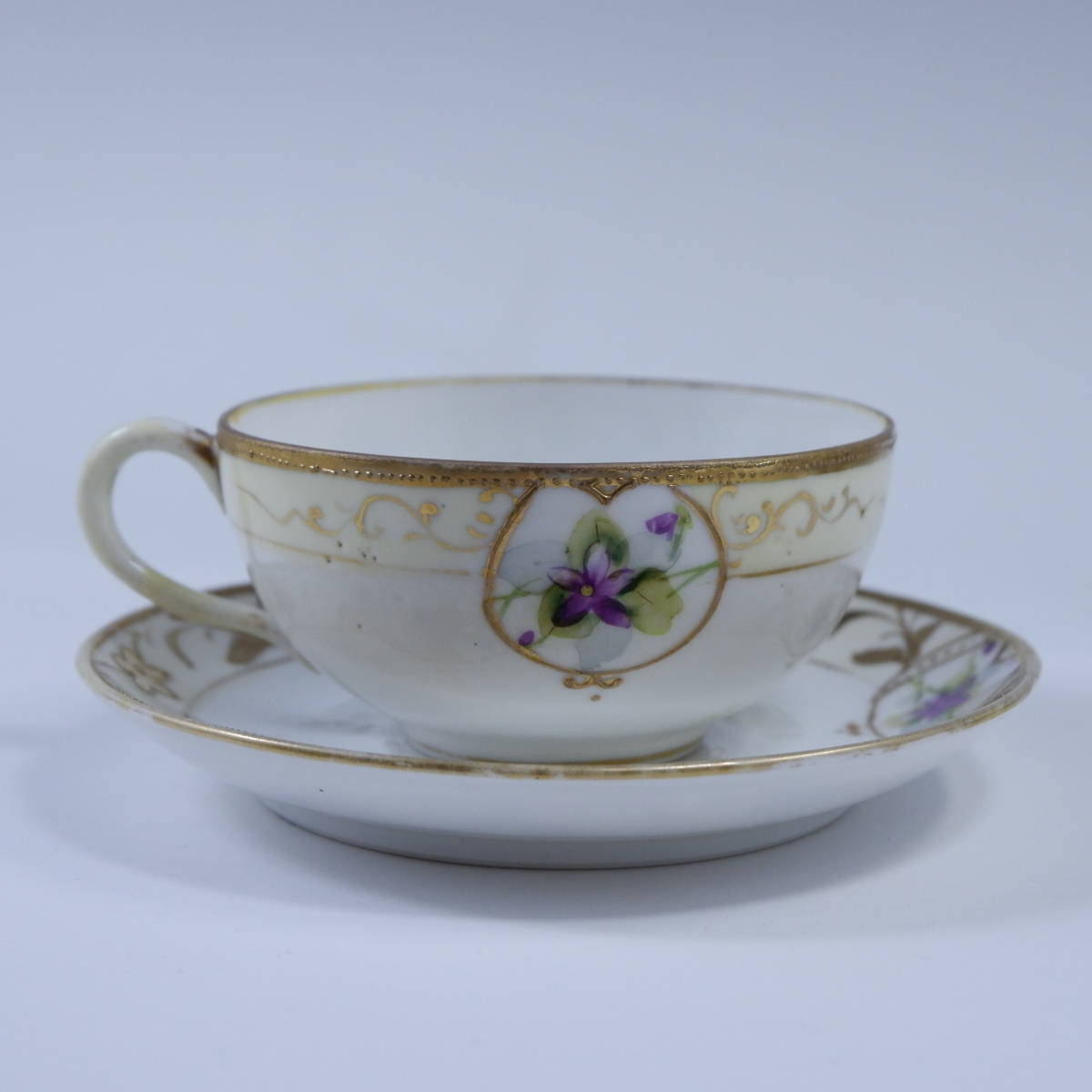  Old Noritake Violette золотой . cup & блюдце s Mille M-NIPPON печать ( зеленый )...