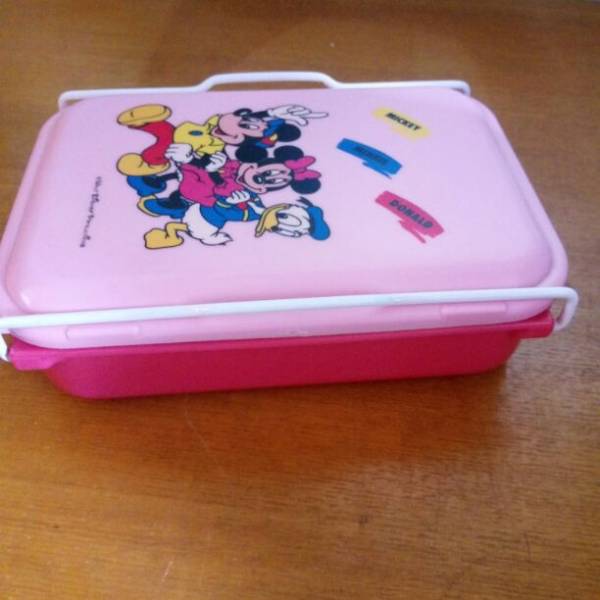  Showa Retro # Tey nen Disney lunch box ( Mickey minnie Donald )