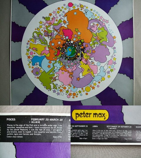 1969年　Peter Max / ZODIAC / Litho POSTER ピーターマックス　リトグラフポスター　当時物　星座　未使用品　個人保管品_1969年　Peter Max / ZODIAC / POSTER