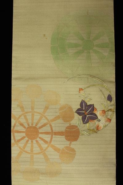 手間の掛かった日本刺繍で菖蒲柄　薄物夏用袋帯　0614N10r_画像4