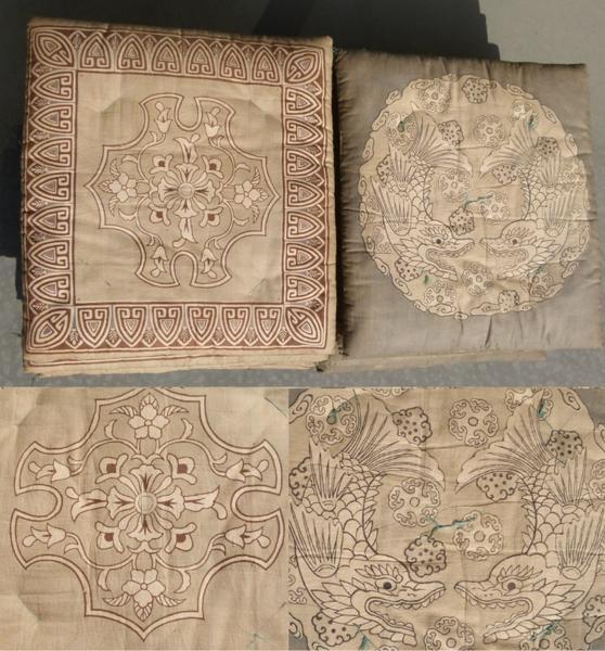 てなグッズや 時代木綿型染 鯱しゃちほこ等 座布団 0426N3G リメイク