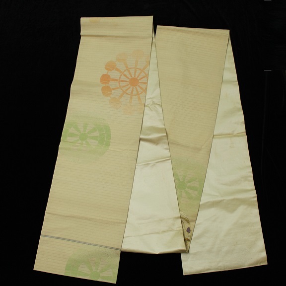手間の掛かった日本刺繍で菖蒲柄　薄物夏用袋帯　0614N10r_画像10
