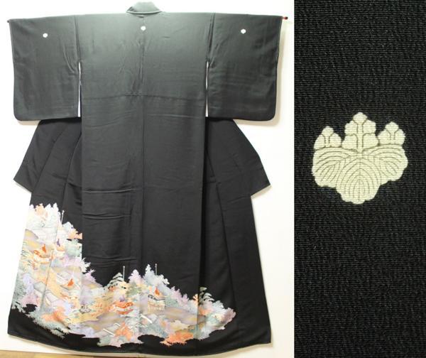 幸せなふたりに贈る結婚祝い 祇園祭絵柄　5つ紋女性用袷広襟留袖着物　0726N13r 留袖