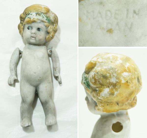 古い陶器の人形　ビスクドール　日本製　1点　0119P4h