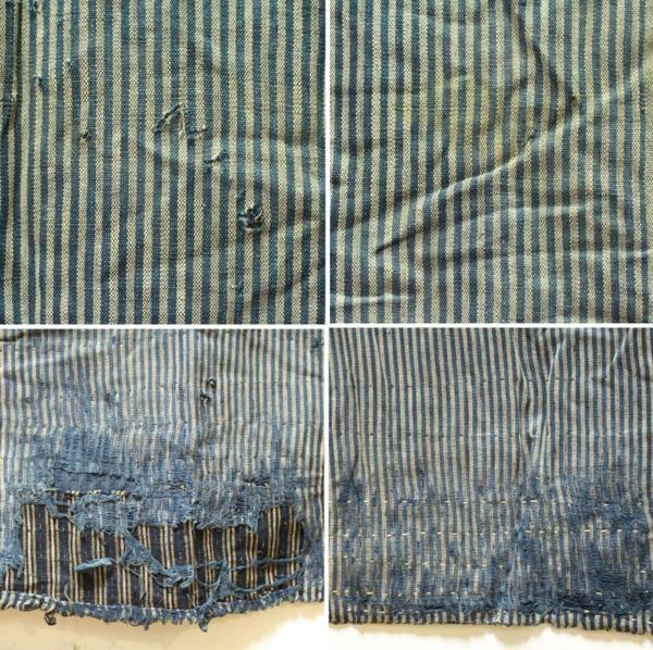 縞木綿布団皮襤褸生地　ぼろ木綿の布　0826N2r_画像10