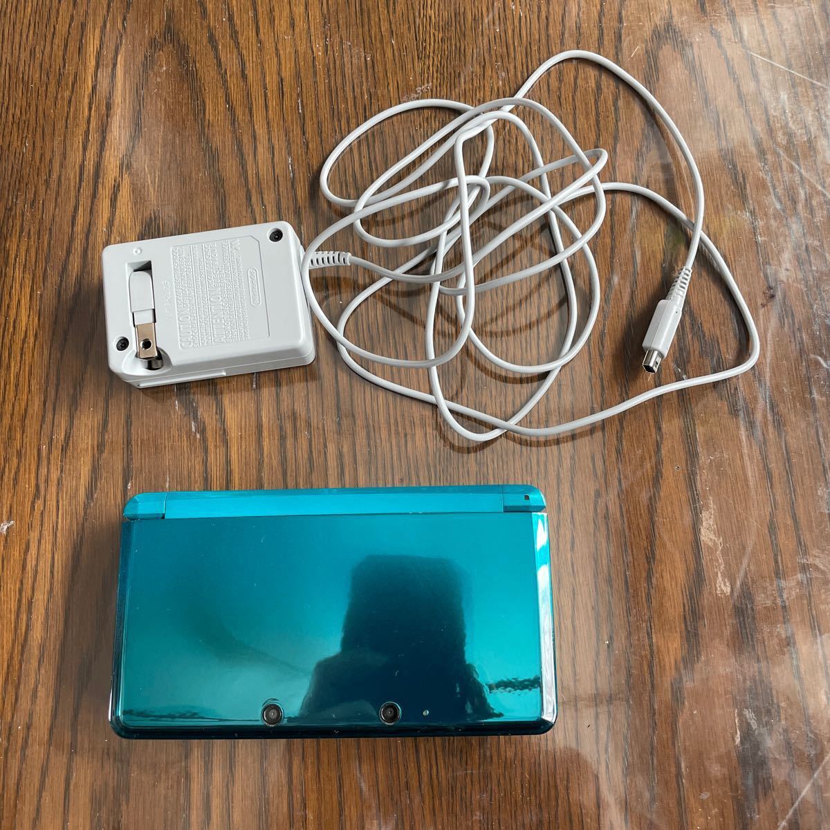 ジャンク品　部品取りに！　メタリックブルー NINTENDO 3DS ニンテンドー3DS本体 充電アダプターセット