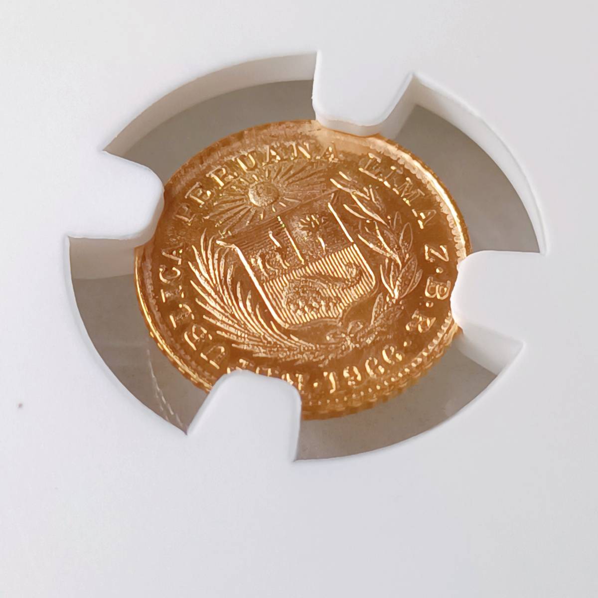 【希少・世界4位】 1966 ペルー 金貨 NGC MS 67 原住民 デザイン アンティーク モダン コイン 資産保全 投資に コレクションに_画像10