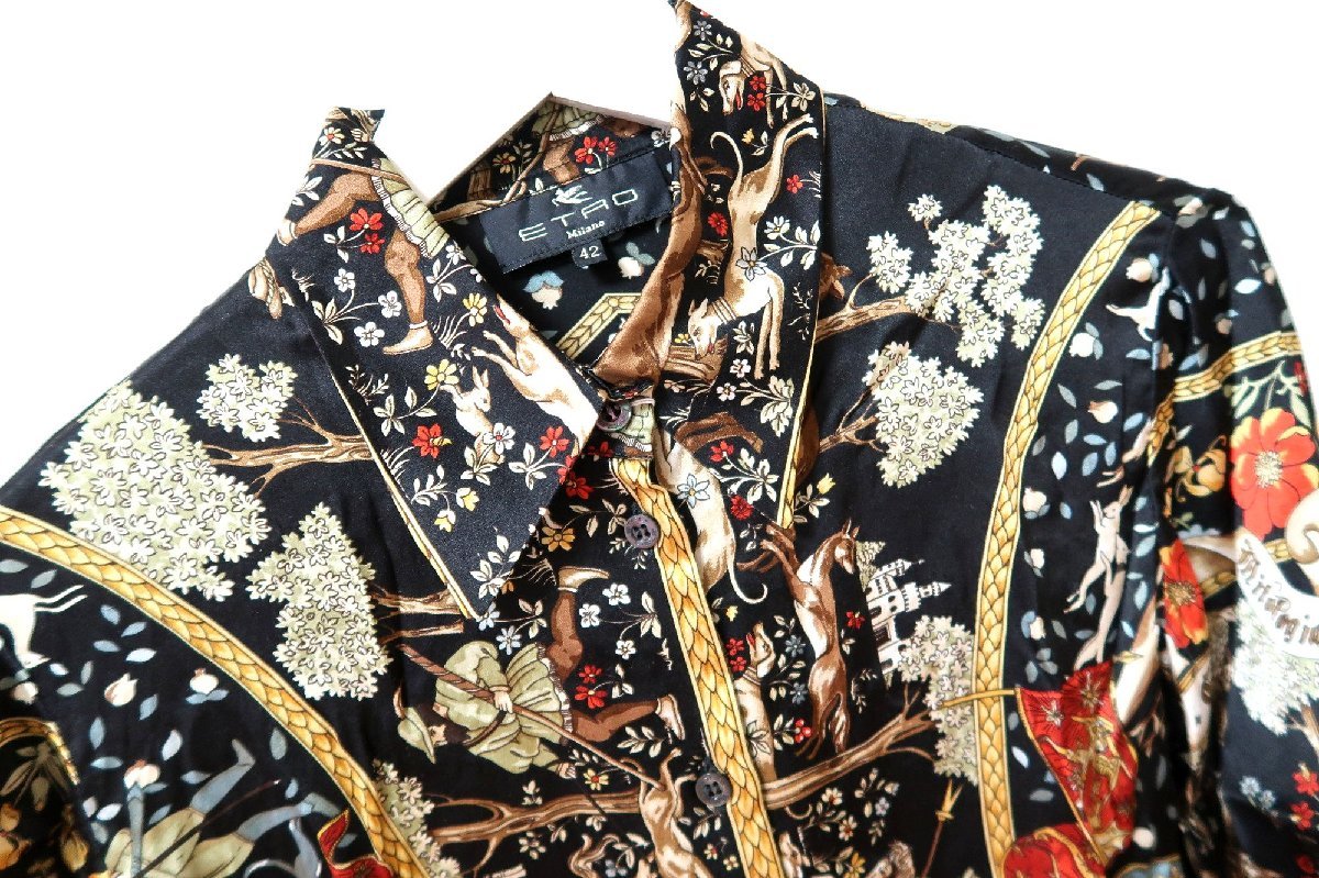 高級 エトロ ETRO シルク ブラウス 総柄 シャツ レディース マルチ