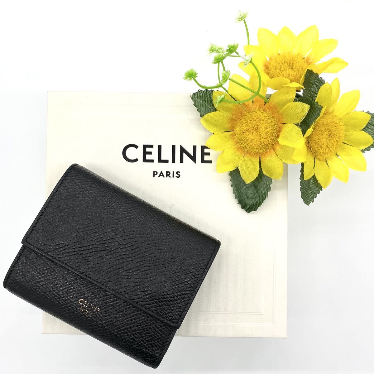 CELINE 三つ折り財布 スモールトリフォードウォレット ブラック セリーヌ-