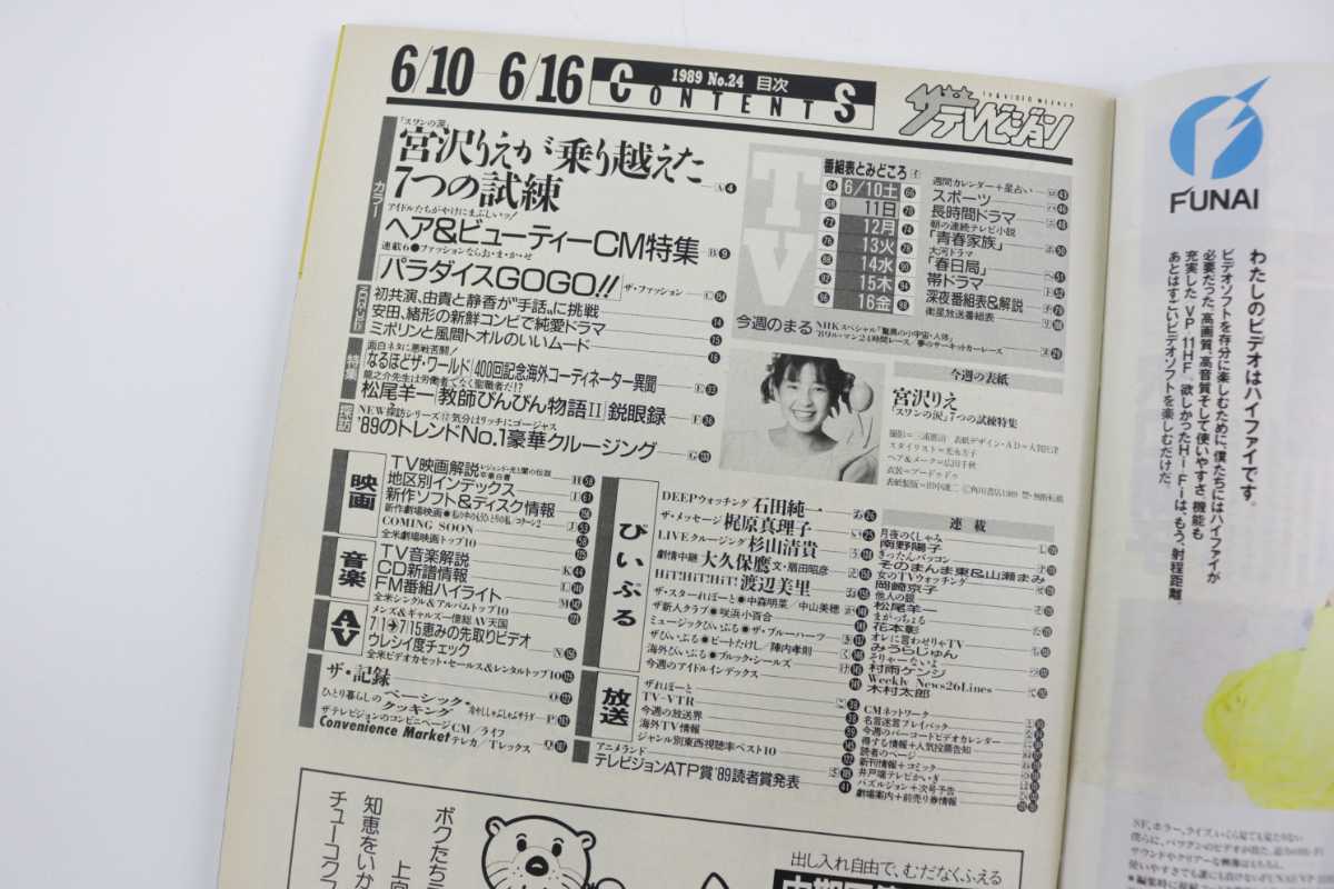 ザ・テレビジョン 北海道版/1989年 平成元年.6.16表紙:宮沢りえ/工藤静香/斉藤由貴/明石家さんま/浅野温子/山瀬まみ/教師びんびん物語_画像3