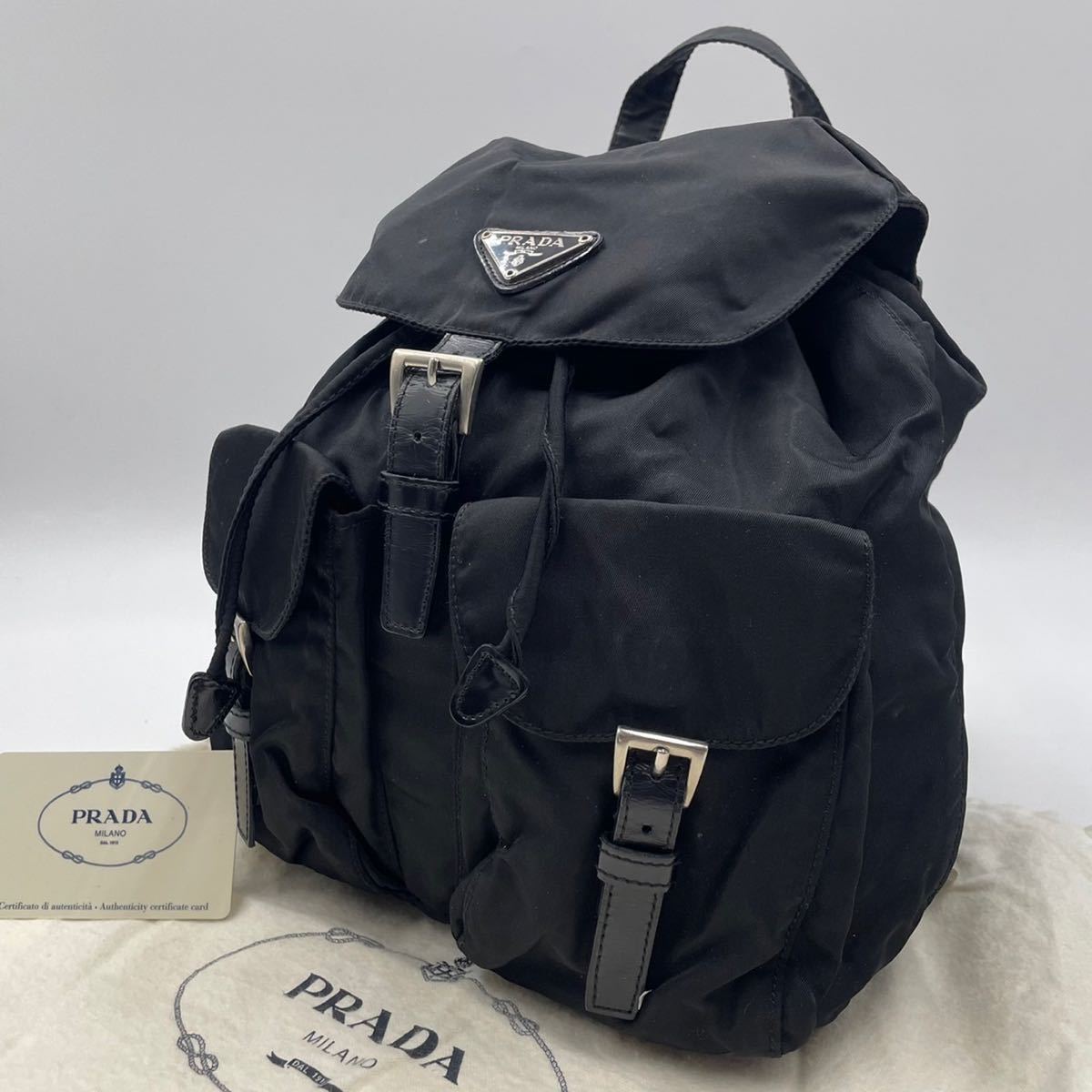 1円 □美品□ プラダ PRADA リュックサック バックパック 三角プレート