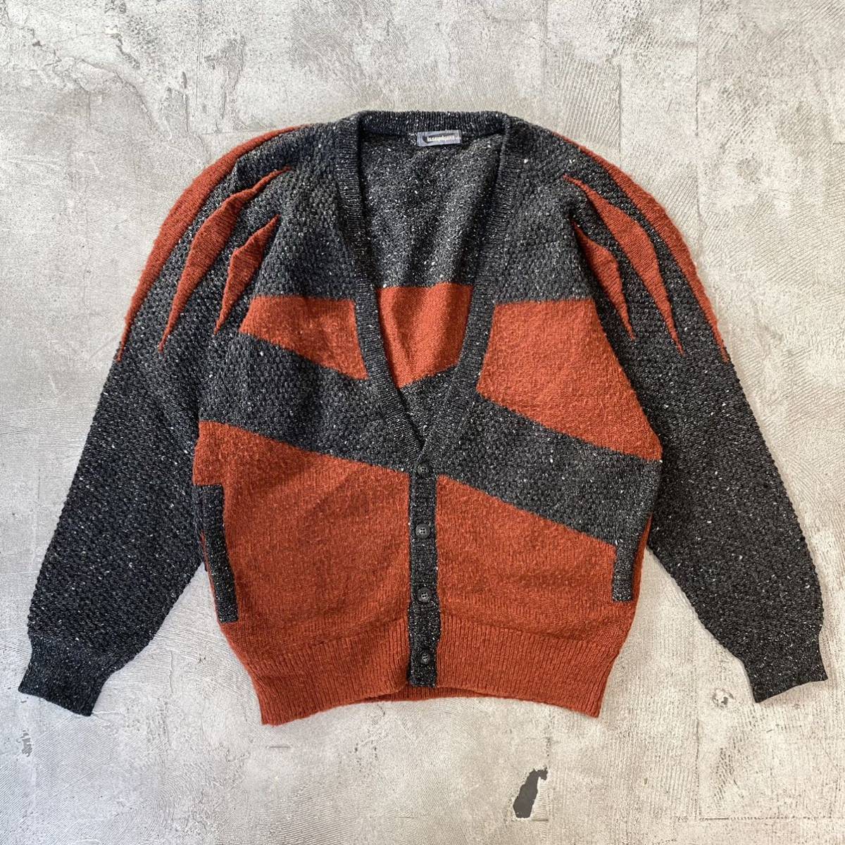 80s 筆タグ ISSEY MIYAKE MEN KNIT CARDIGAN-