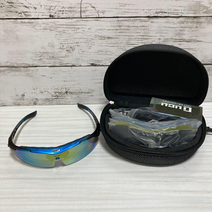 スポーツサングラス/ネオンブルーUV、紫外線カット 軽量素材