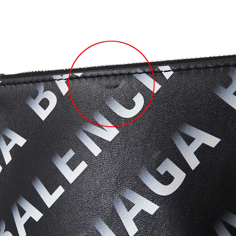 バレンシアガ BALENCIAGA バッグ レディース メンズ クラッチバッグ レザー 630626 ブラック ホワイト ロゴ_画像8
