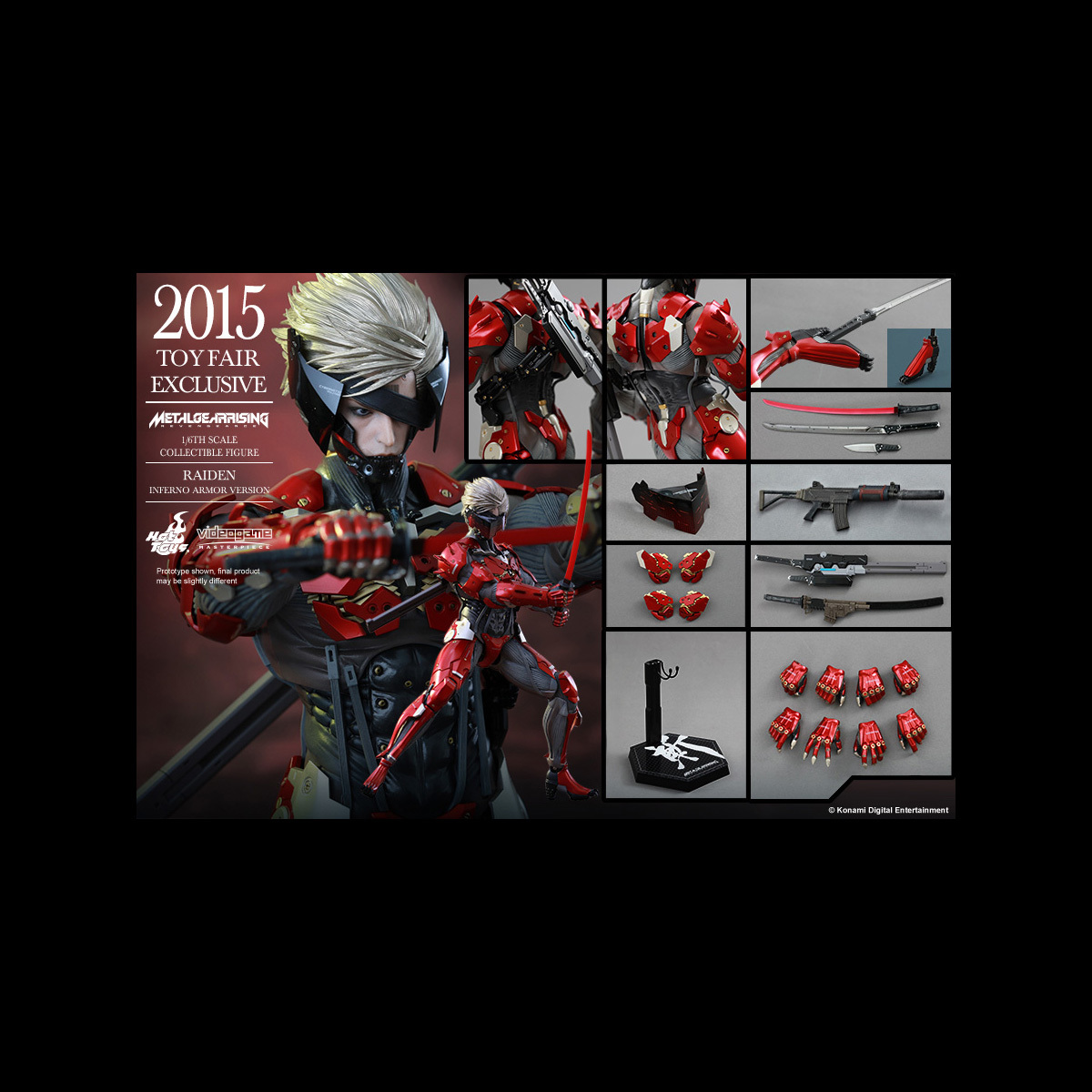 新品未開封 VGM19 ホットトイズ 『メタルギア ライジング リベンジェンス』 1/6フィギュア　雷電 （インフェルノアーマー版） Metal Gear