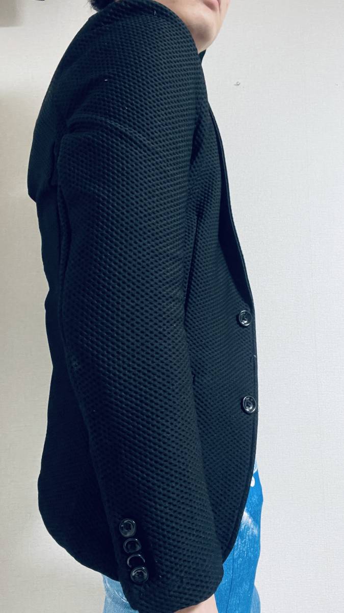 ZARA MAN（ザラマン） テーラードジャケット サイズM(EUR46/USA36/身長170~175/ブラック/ポリエステル100%) 立体感ある細かい凸凹デザイン