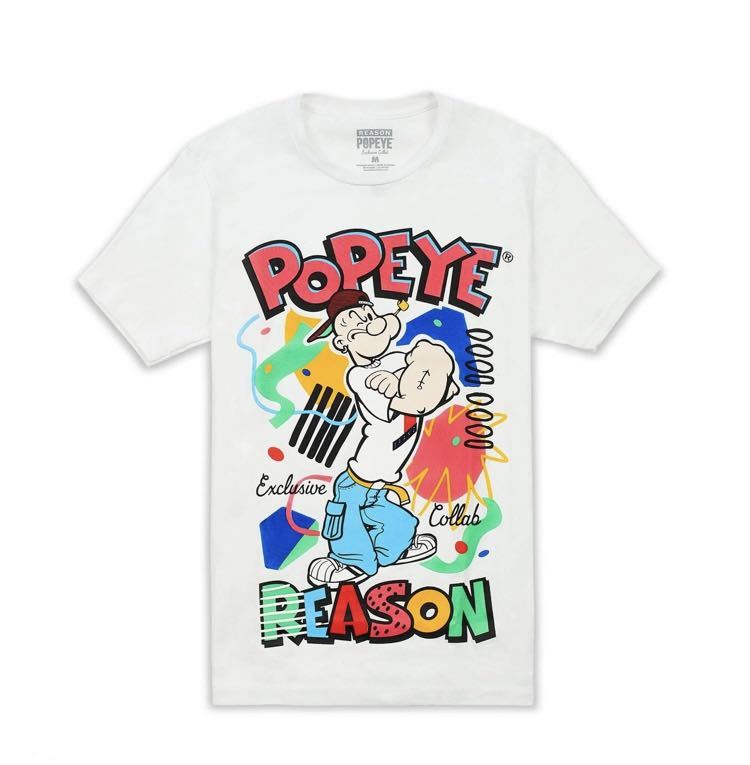 新品 REASON ポパイコラボTシャツ 半袖Tee ホワイト 1点のみ 大きいサイズ メンズXXL ホワイト ビッグサイズ送料無料セールオススメ限定1点_画像1