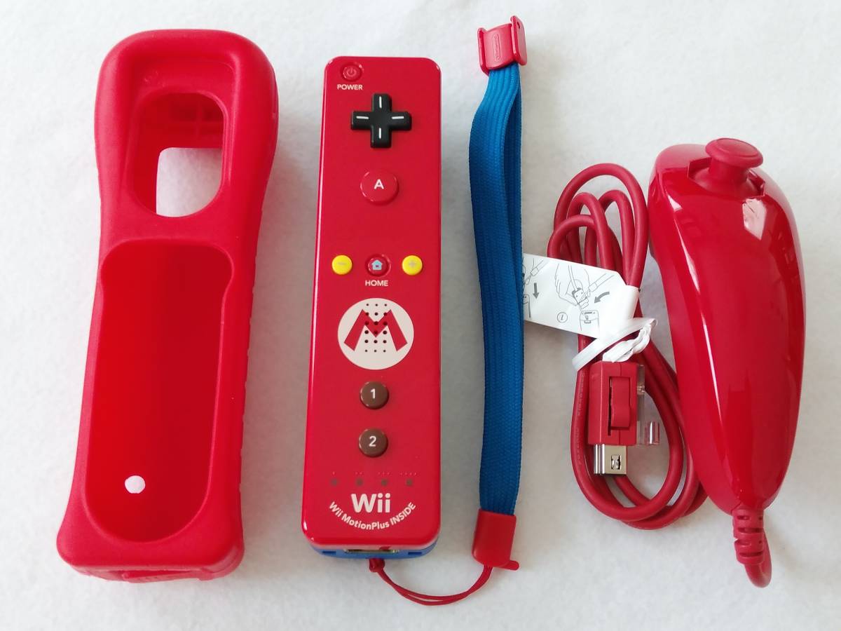 【動作確認済】Nintendo Wiiリモコンプラス マリオ RVL-036 Wiiヌンチャク RVL-004 2点セット