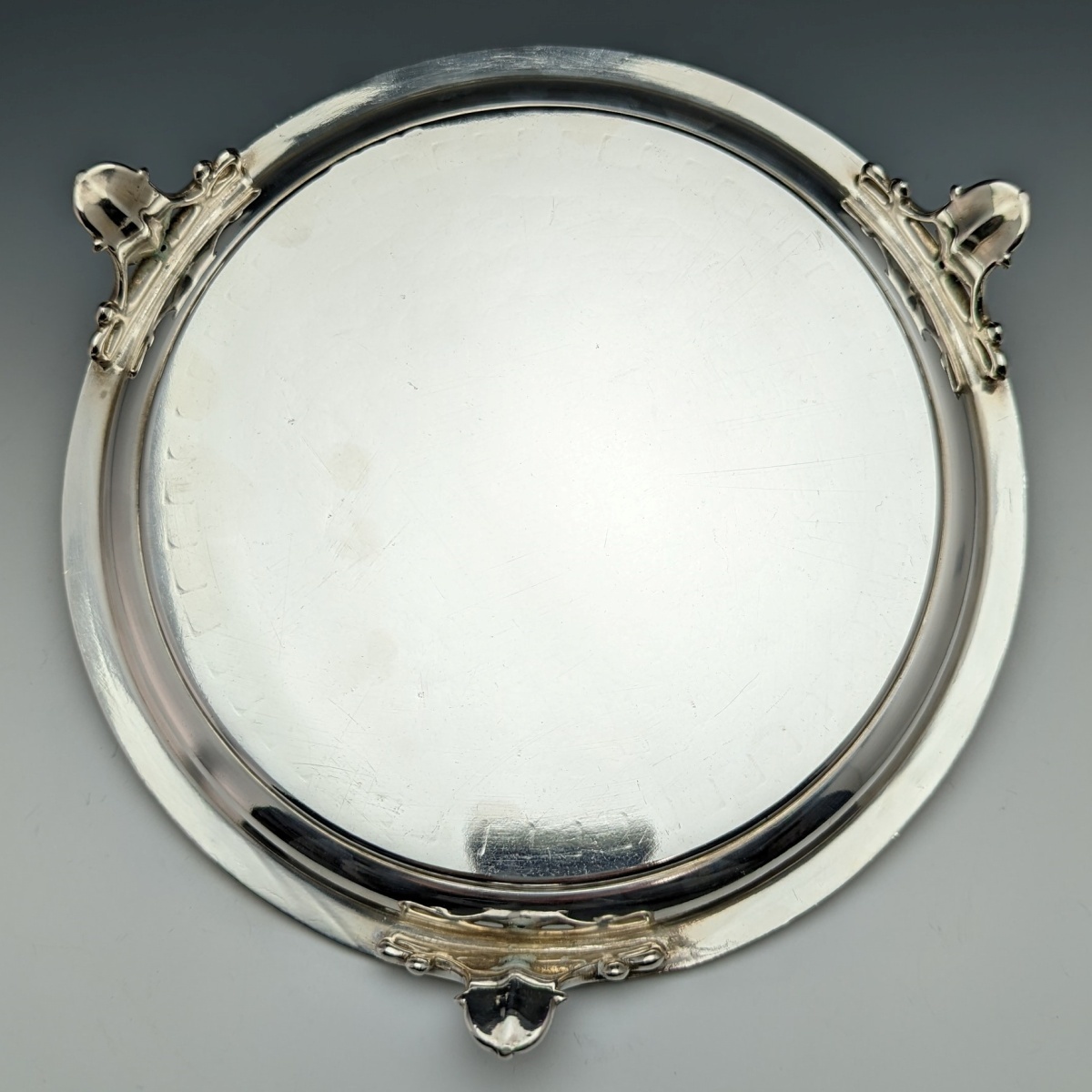 1863年 英国アンティーク 純銀（925シルバー） サルヴァ 直径21cm 350g Hawkesworth Eyre_画像8