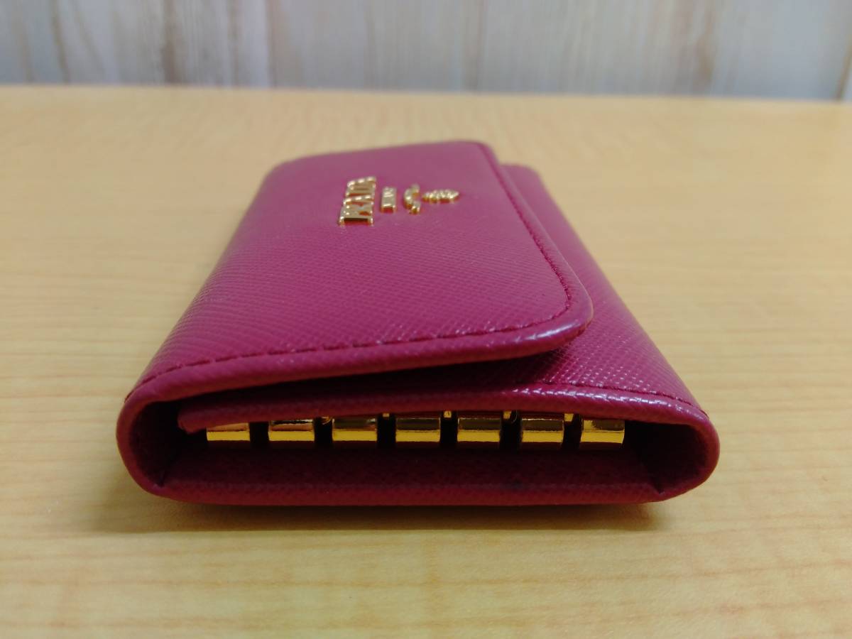 プラダ PRADA 1PG222/6連キーケース 小物 ピンク 箱・ギャランティ