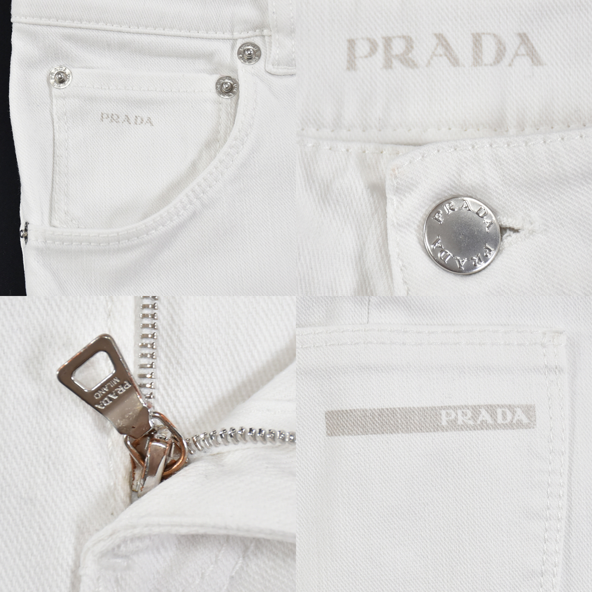 PRADA プラダ ★ イタリア製 フレア フィット ホワイト デニム パンツ 白 レディース 28_画像8