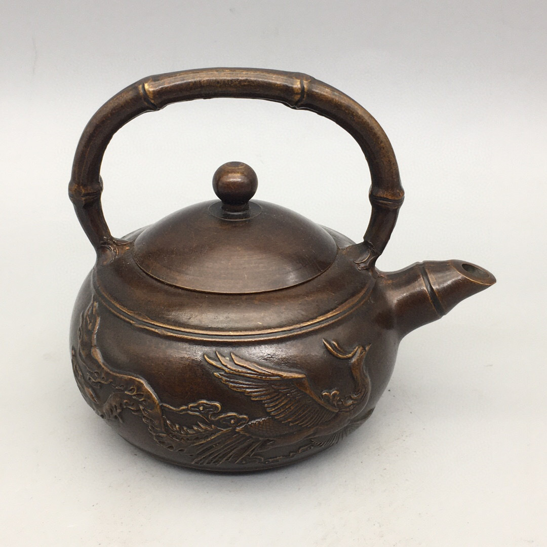 純銅提梁龍鳳茶壺 工芸品 美術品 置物 - 通販 - euromob.com.br