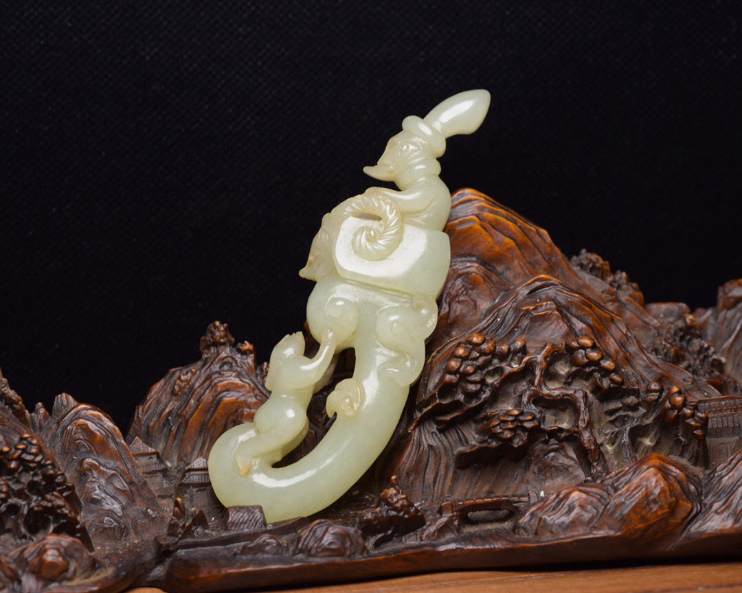 超珍館蔵 和田玉製 透空彫 玉佩 置物 古賞物 古美術品 中国時代美術 