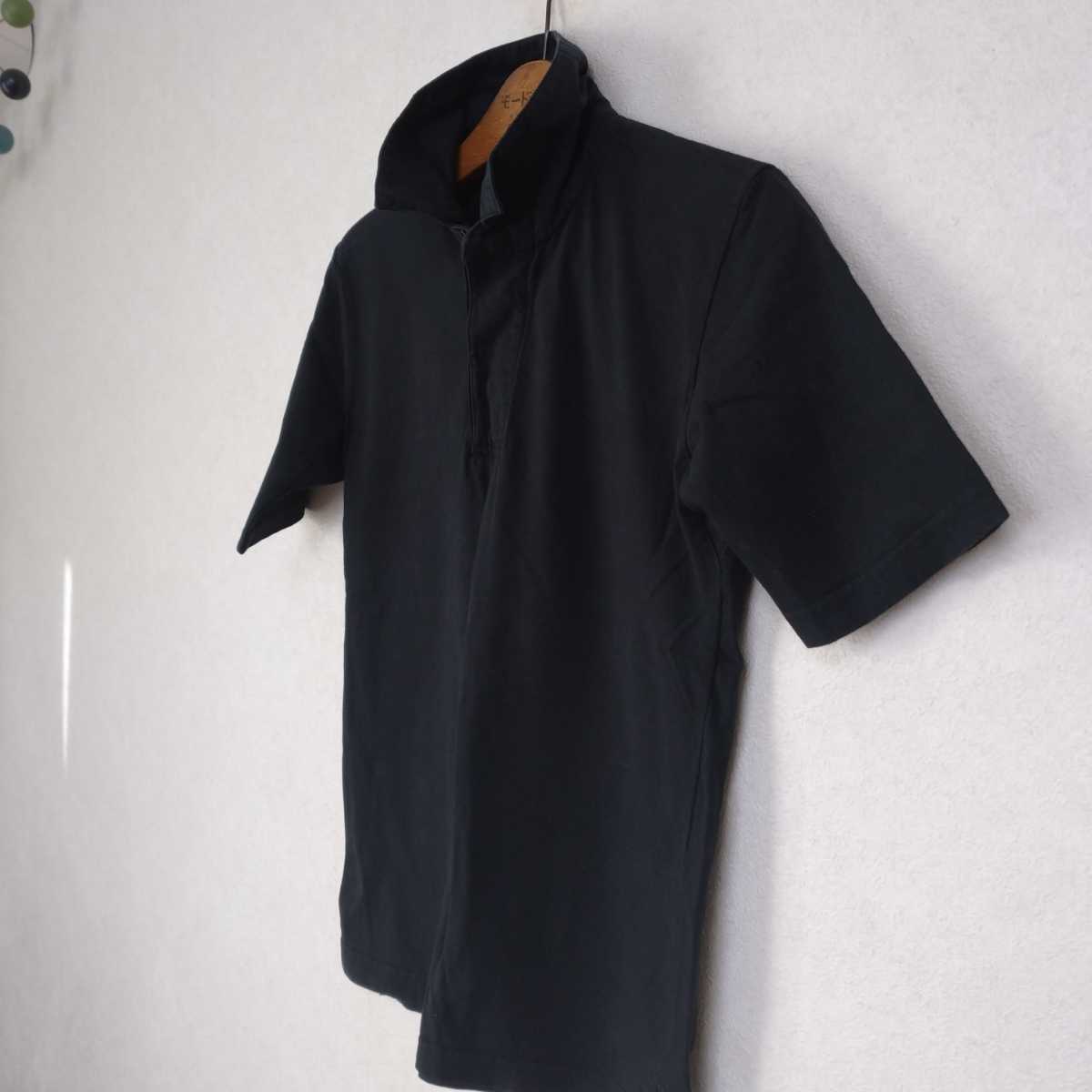 日本製 DENIME ラガーシャツ 黒 SM_画像2