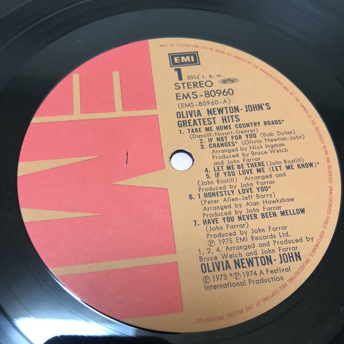 【国内盤帯付】オリビアニュートンジョンベストコレクション OLIVIA NEWTON-LOHN'S GREATEST HITS 詩小説 / LP レコード / EMS80960 /_画像8