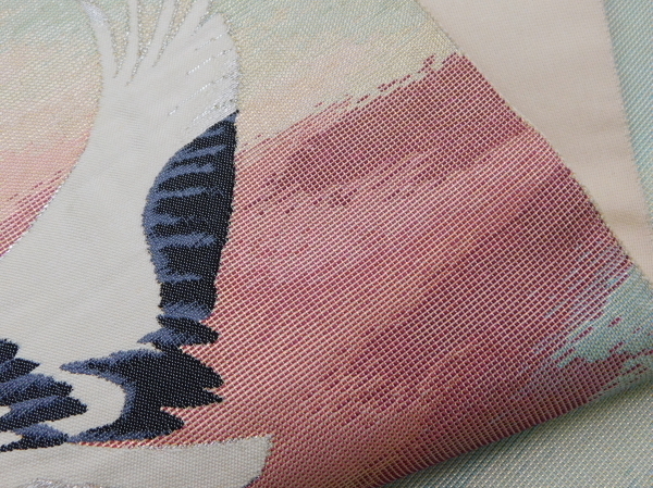 楽布特選 P8708「紫絋」製　手織り本引箔袋帯　blｃ_画像6