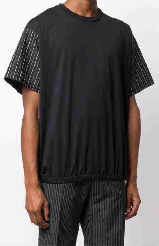 国内正規 20SS Neil Barrett ニールバレット ストライプ 袖切替 半袖 クルーネック Tシャツ 黒 XS BJT751C-N535C_画像2